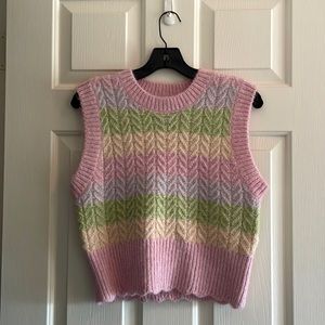 Zara rainbow knit sweater vest size M